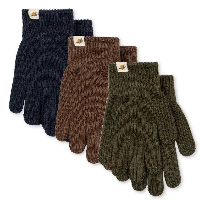 Konges Sløjd - 3 Paar Filla Wollhandschuhe | Braun
