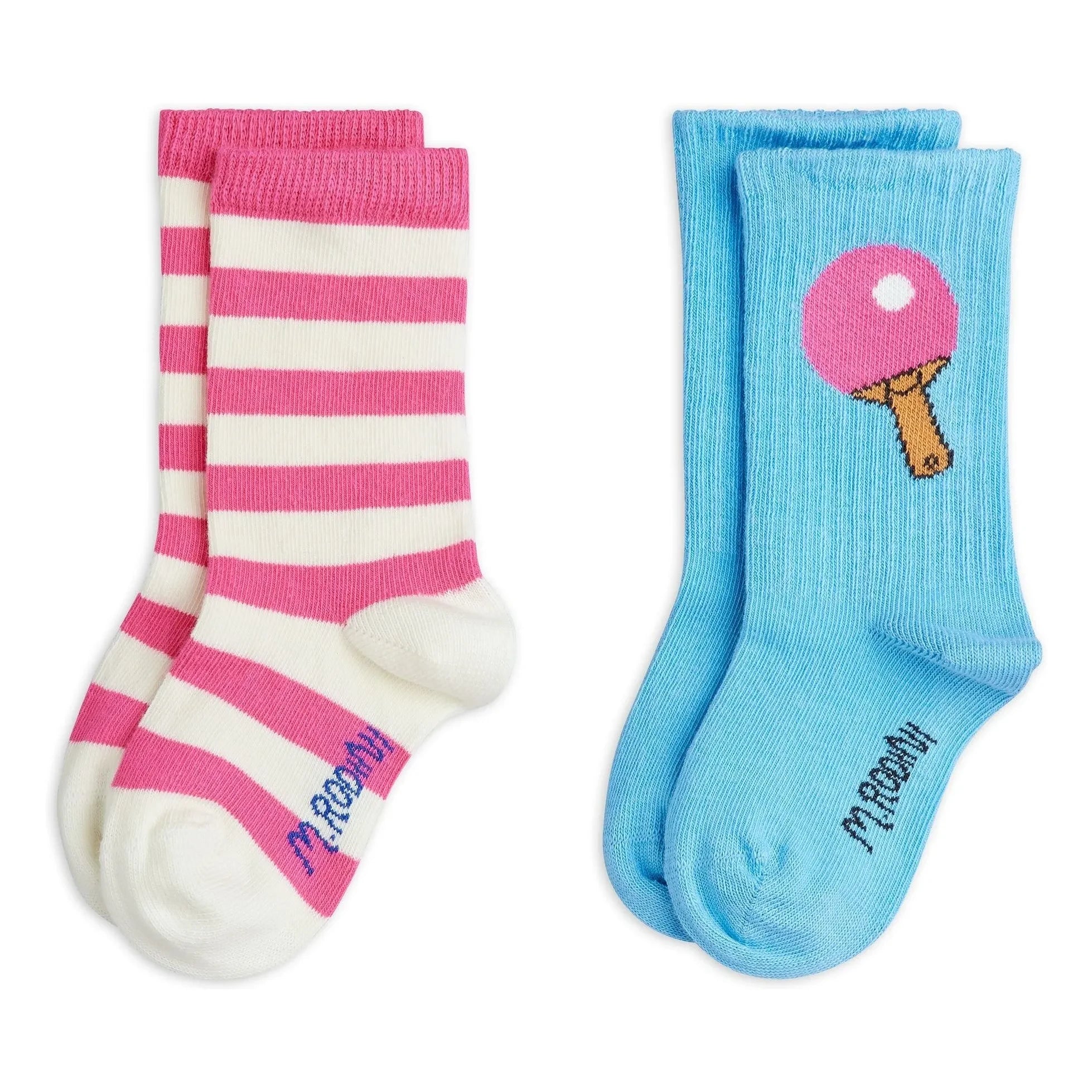 Mini Rodini - 2er-Pack gestreifte Socken aus Bio-Baumwolle | Rosa