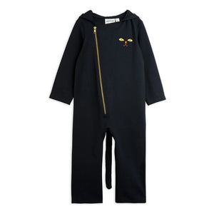 Mini Rodini – Bio-Baumwolle Katzen-Strampler | Schwarz