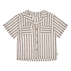 Tocoto Vintage - Leinen gestreiftes Hemd | Braun