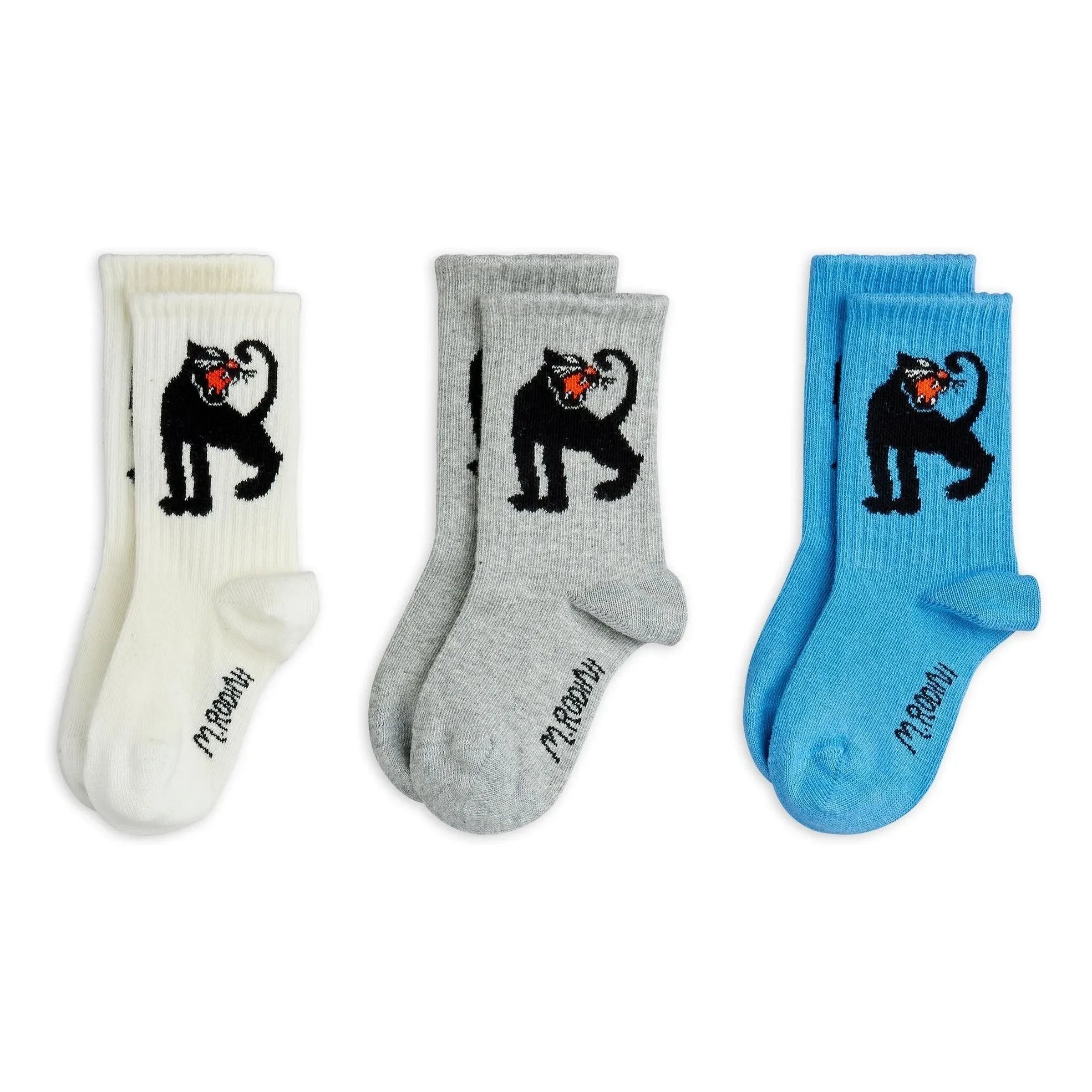 Mini Rodini - 3er-Pack Panther-Socken aus Bio-Baumwolle | Blau