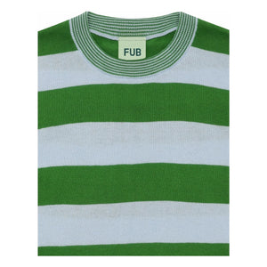 FUB - Oversize Gestreiftes T-Shirt Extra Feine Strick Bio-Baumwolle | Grün