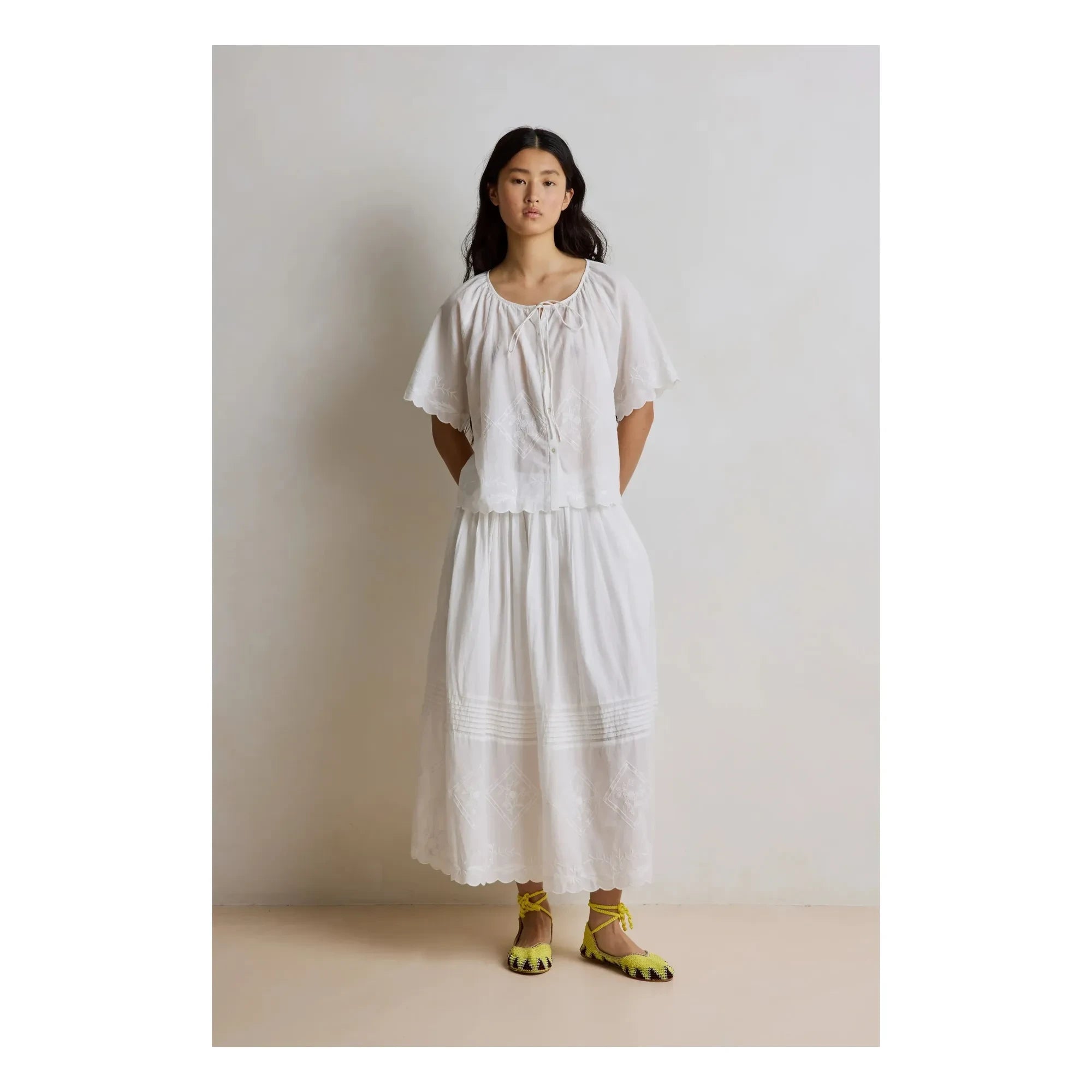 Hod - Yeşim Bestickte Bluse | Weiß