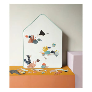 Ma Cabane à rêves - Little House Magnetische Whiteboard | Grau-Blau