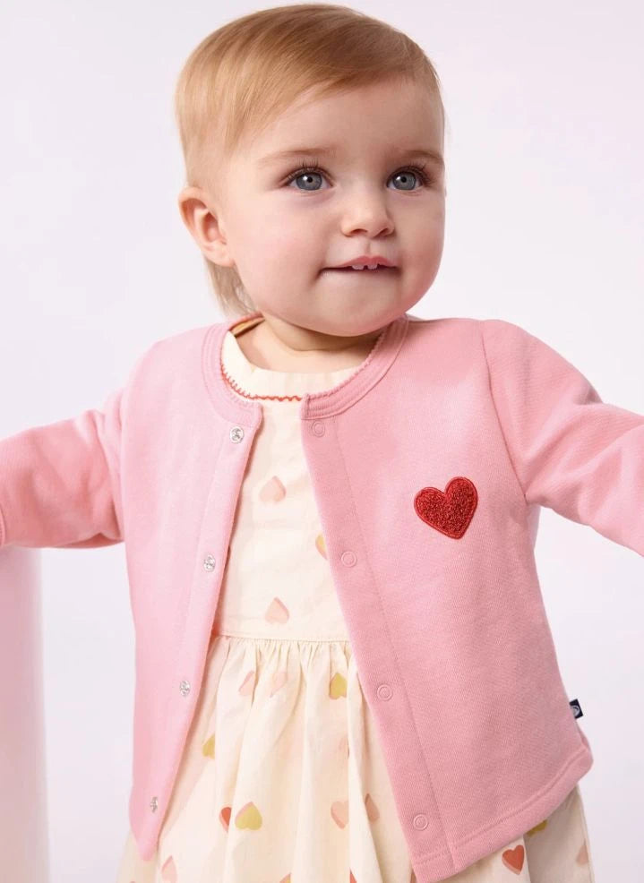 Petit Bateau - Bio-Baumwoll-Cardigan mit Herz | Rosa