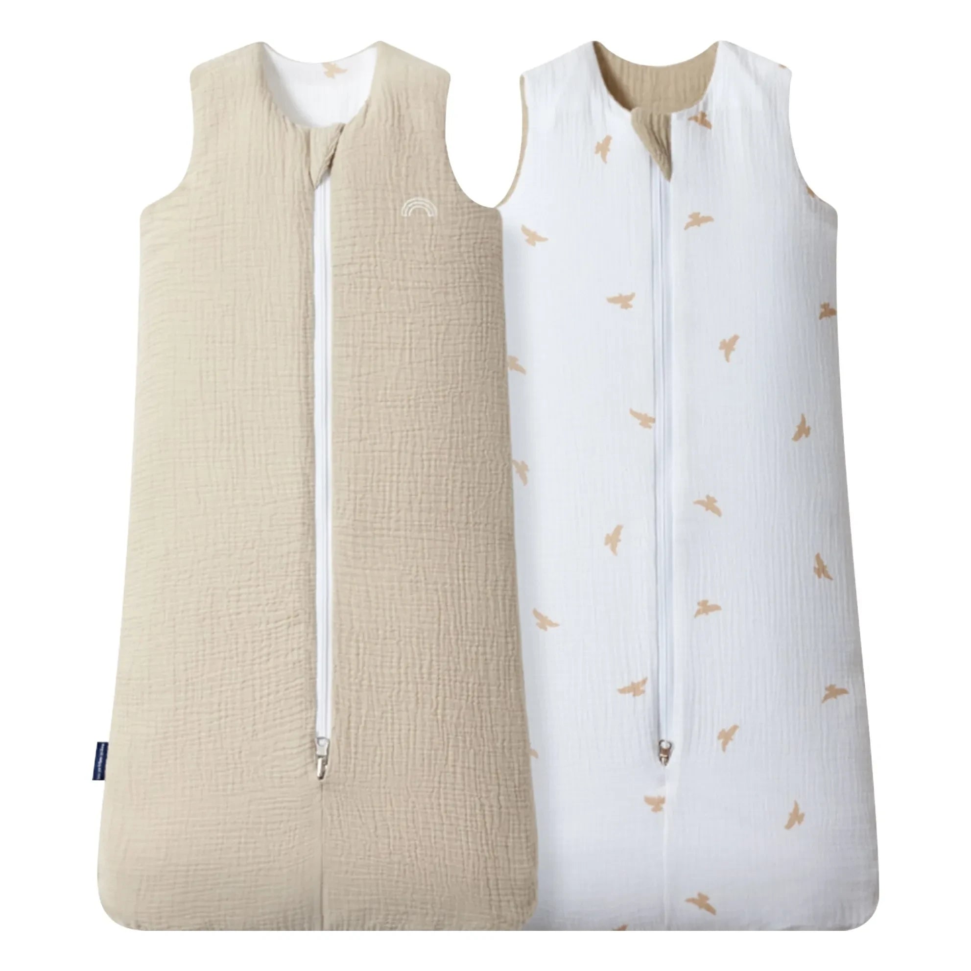 Les Petites Billes - Wendbarer ganzjähriger Schlafsack aus doppeltem Musselin | Beige