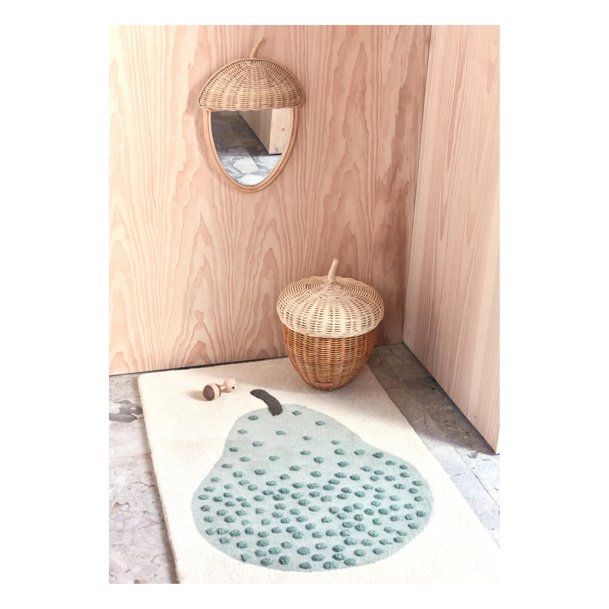 Oyoy Mini - Rattan Eichel Spiegel