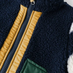 Liewood - Noam Gestreifte Sherpa-Jacke aus recycelten Fasern | Dunkelblau