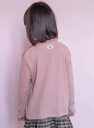 Studio Bohème - T-Shirt mit Kragen und Raffung aus Bio-Baumwolle | Rosewood