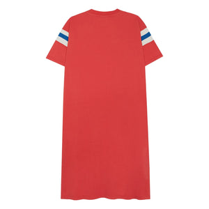 The Campamento - Oversize-Kontraststreifen-Kleid | Rot