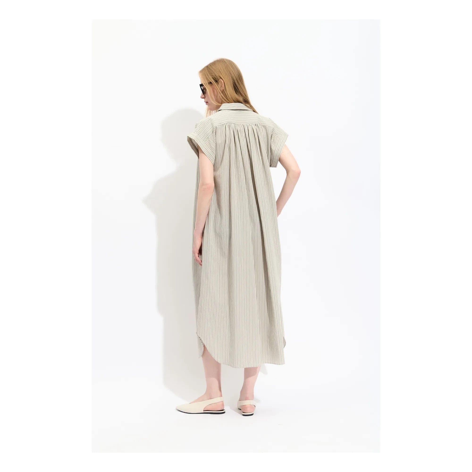 BELLEPIECE - Sardinien Gestreiftes Kleid | Grün