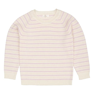 Copenhagen Colors - Gestreifter Rippstrick-Pullover Merinowolle | Flieder