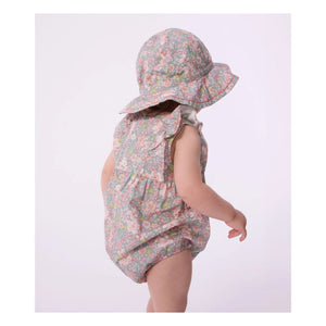 Petit Bateau - Strampler aus Bio-Baumwollpopeline mit Blumenmuster | Graublau
