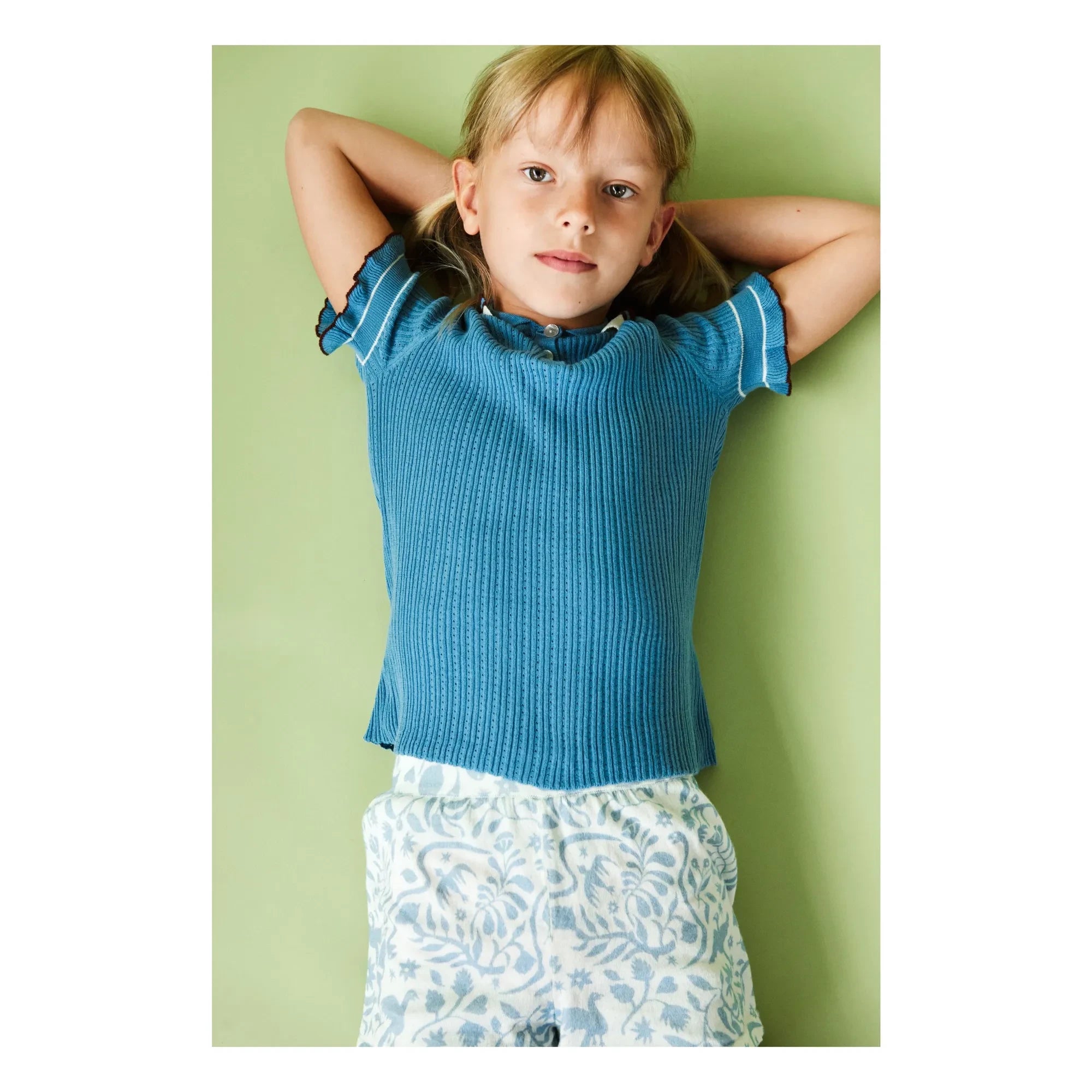 FUB - Polo Pointelle Feine Bio-Baumwollstrickware | Azure Blau