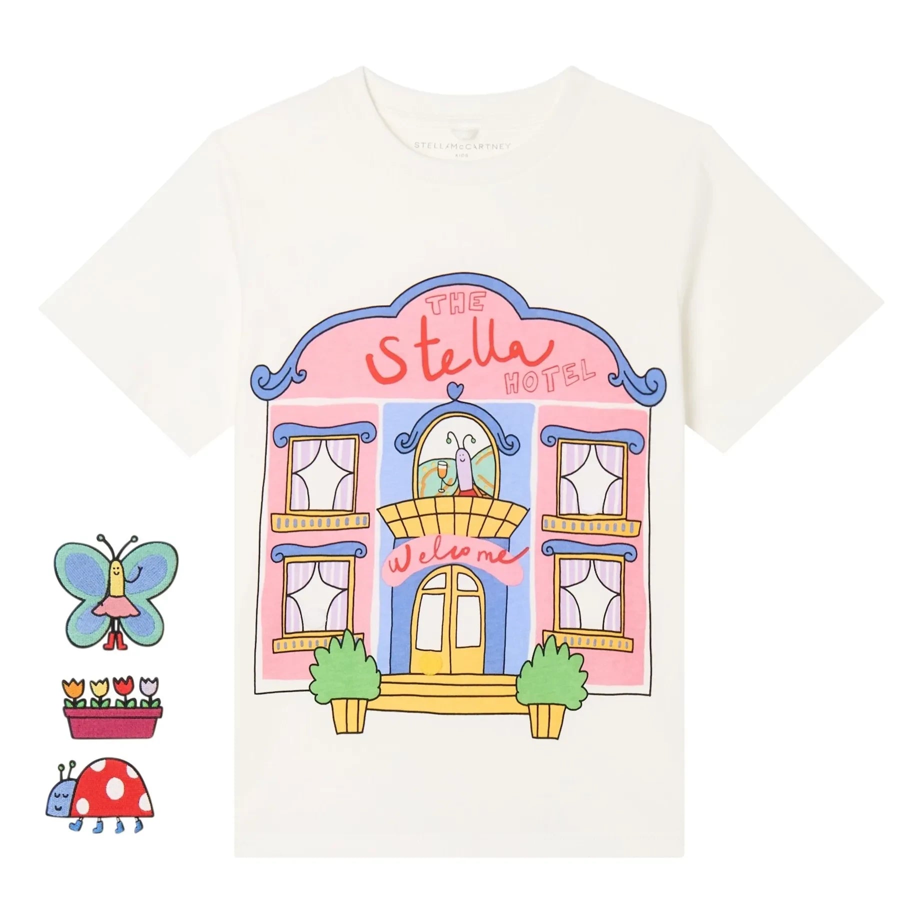 Stella McCartney Kids - T-Shirt mit Patches aus Bio-Baumwolle | Creme