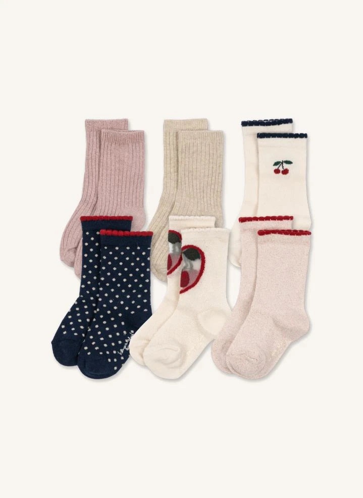 Konges Sløjd - 6er-Set glänzende Socken | Ecru