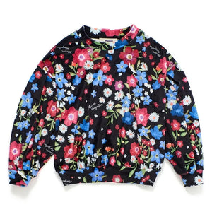 Maison Mangostan - Velvet-Flower-Muster Pullover | Schwarz