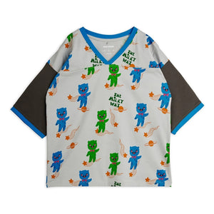 Mini Rodini - Weit geschnittenes Aliens Bio-Baumwoll-T-Shirt | Hellgrau