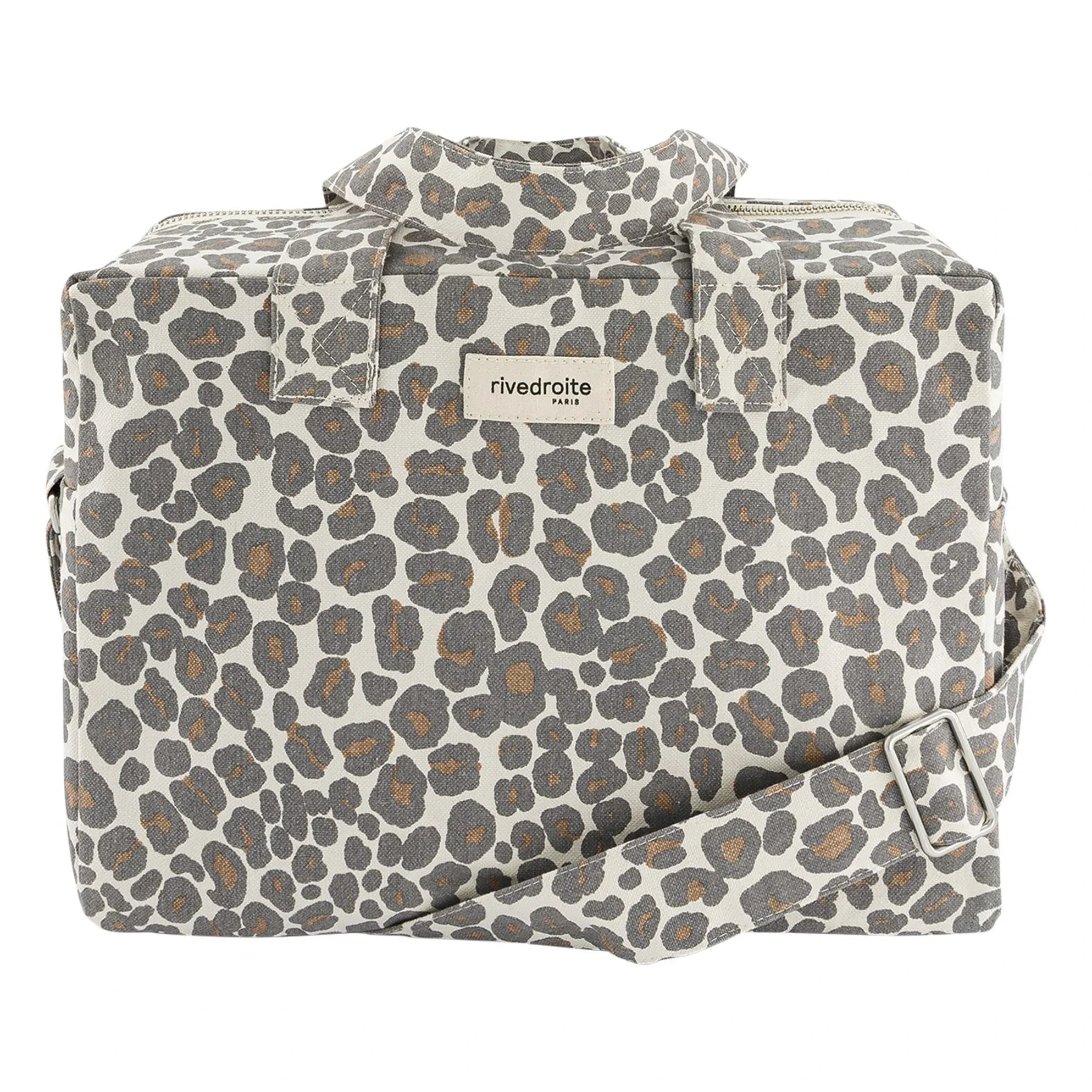 rivedroite - City Sauval Leopard Tasche Recycelte Baumwolle | Grau