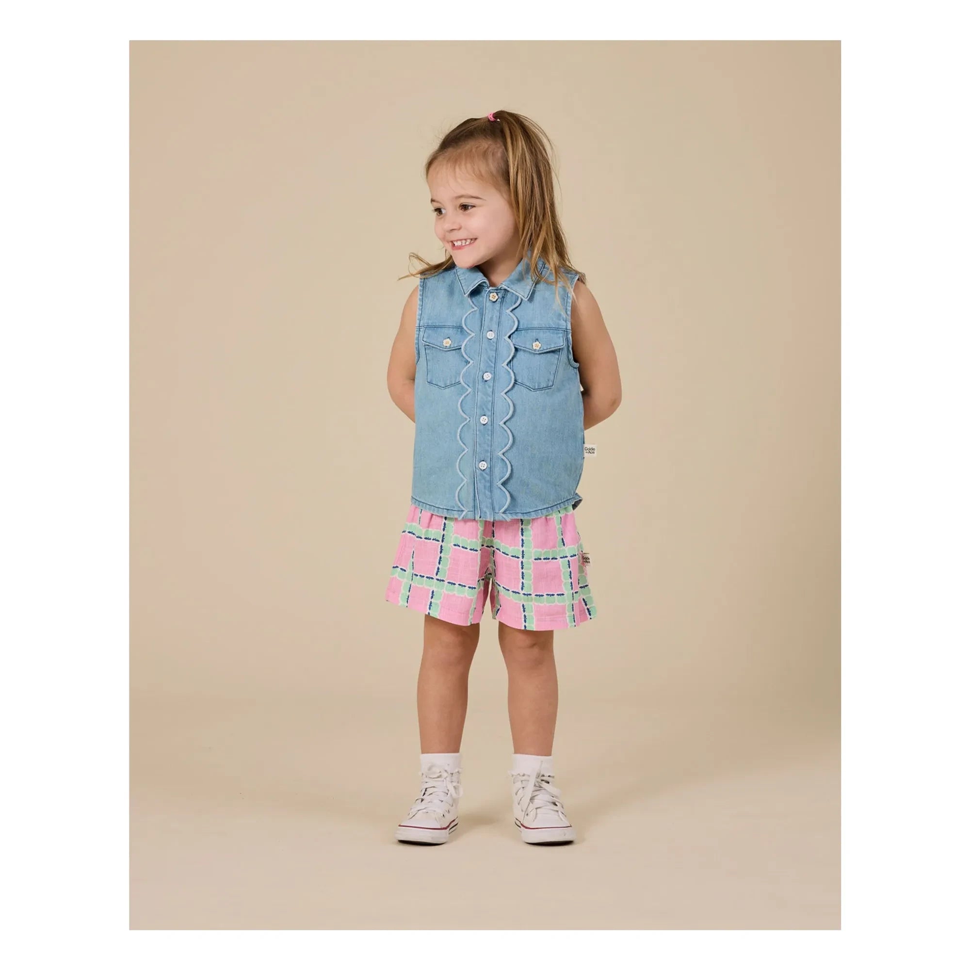 Goldie + Ace – Karierte Shorts | Rosa
