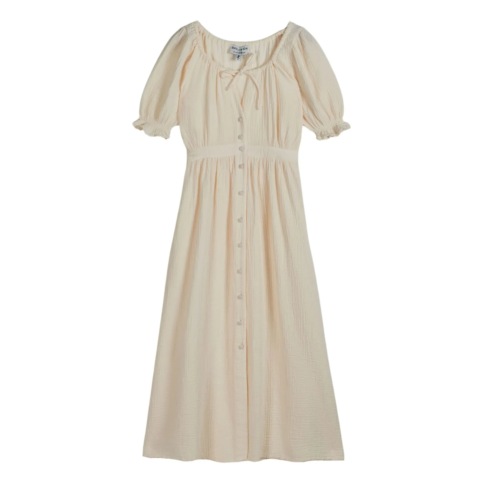 Emile et Ida - Baumwoll-Musselin-Kleid | Creme