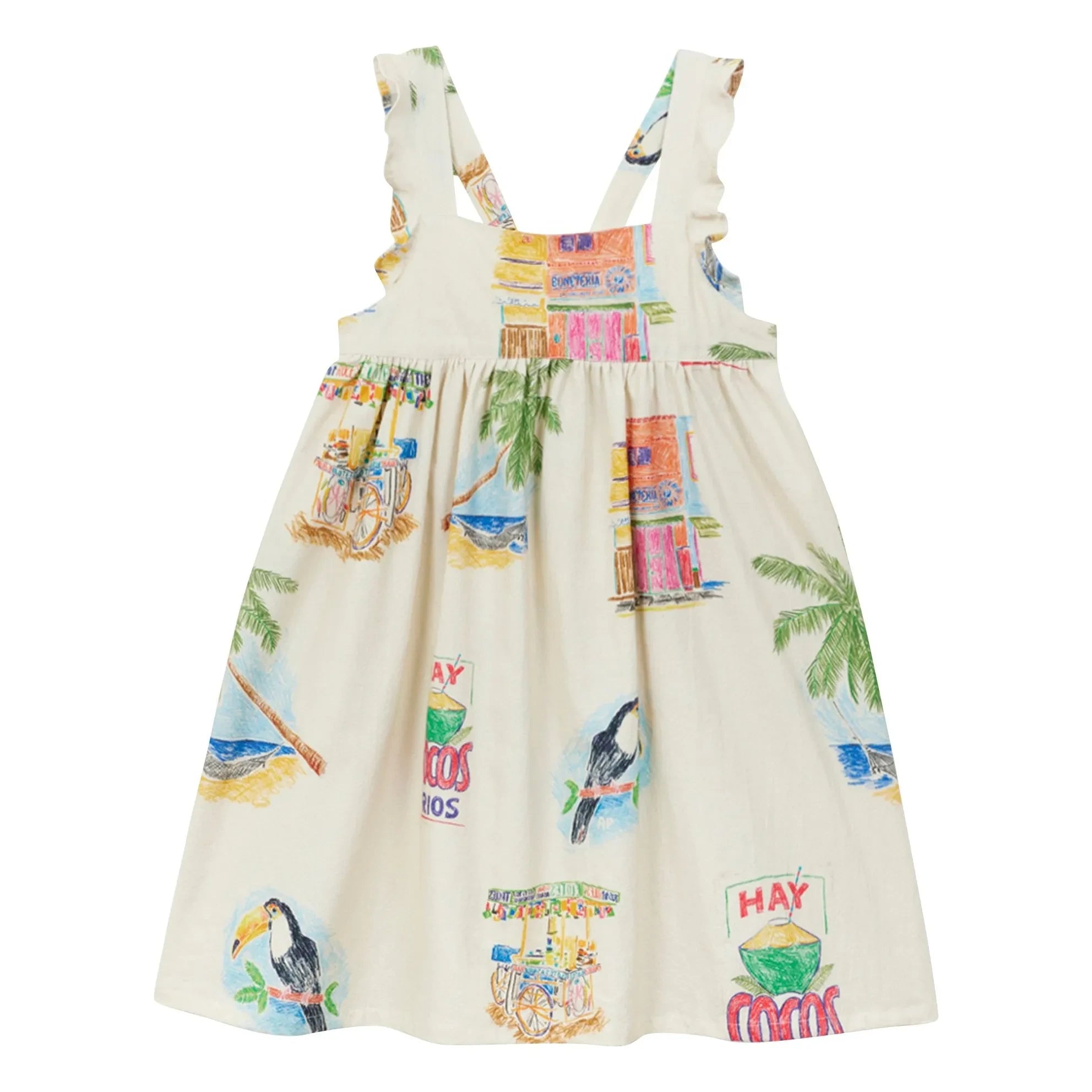 Arsène et Les Pipelettes - Twill Palm Latzkleid | Ecru