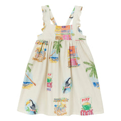 Arsène et Les Pipelettes - Twill Palm Latzkleid | Ecru