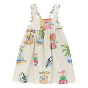 Arsène et Les Pipelettes - Twill Palm Latzkleid | Ecru