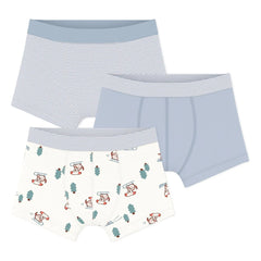 Petit Bateau - 3'lü Organik Pamuk Köpek Boxer Seti | Mavi