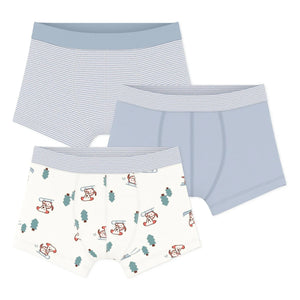Petit Bateau - 3'lü Organik Pamuk Köpek Boxer Seti | Mavi