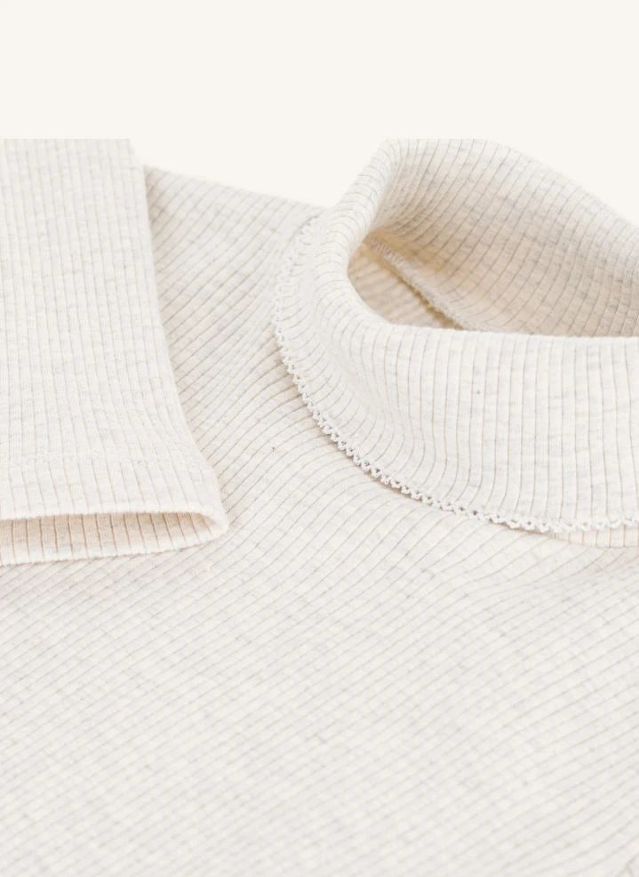 Petit Bateau - Gerippter Rollkragen | Meliertes Beige