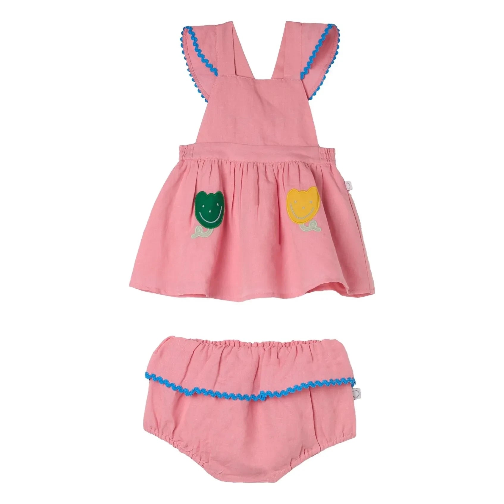 Stella McCartney Kids – Leinenkleid und Bloomer-Set | Rosa