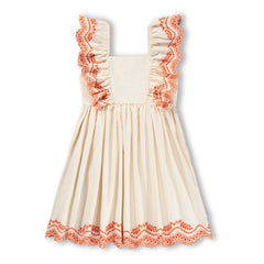Molo - Clementine Bio-Baumwollkleid mit Rüschen | Gebrochenes Weiß