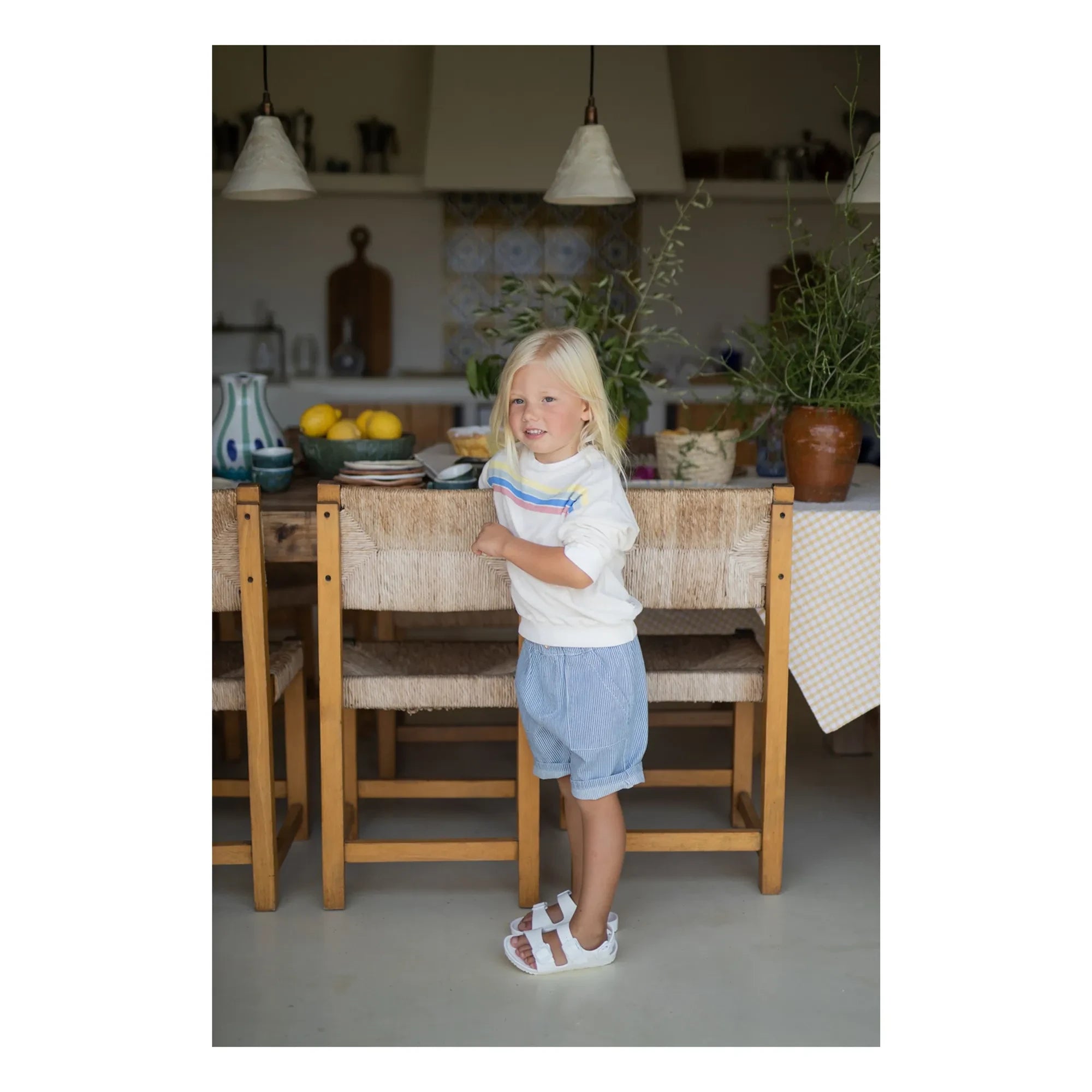 1+ in the family - Andratx Gestreifte Denim Bermuda Shorts Bio-Baumwolle | Hellblau