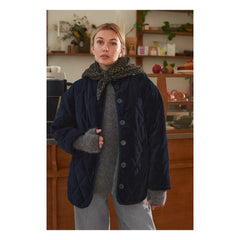 Marlot Paris - Louisa Samt gesteppter Mantel - Damenkollektion | Indigo