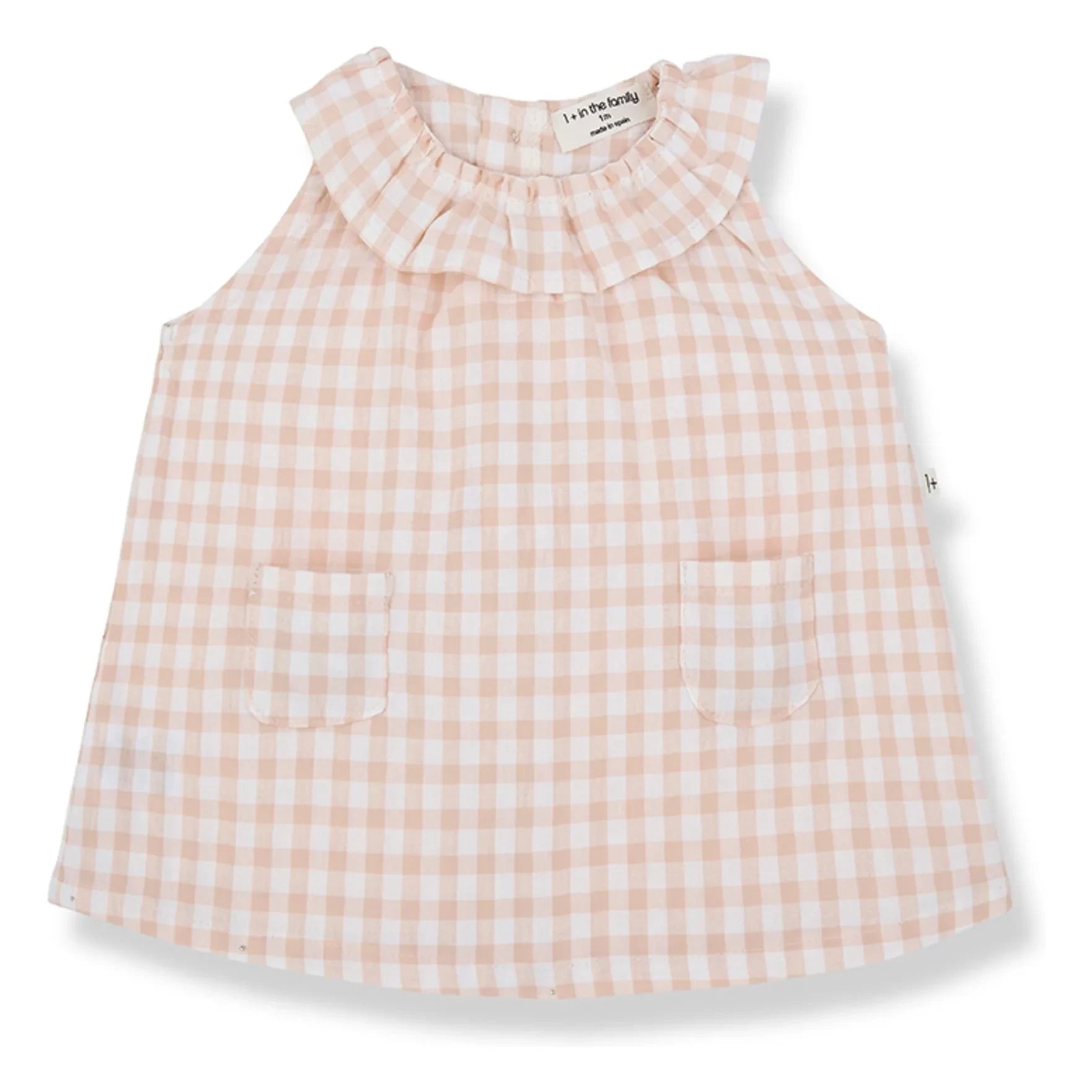 1+ in the family - Ambracia Vichy Seersucker Kleid | Beige Rosa