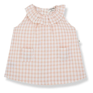 1+ in the family - Ambracia Vichy Seersucker Kleid | Beige Rosa