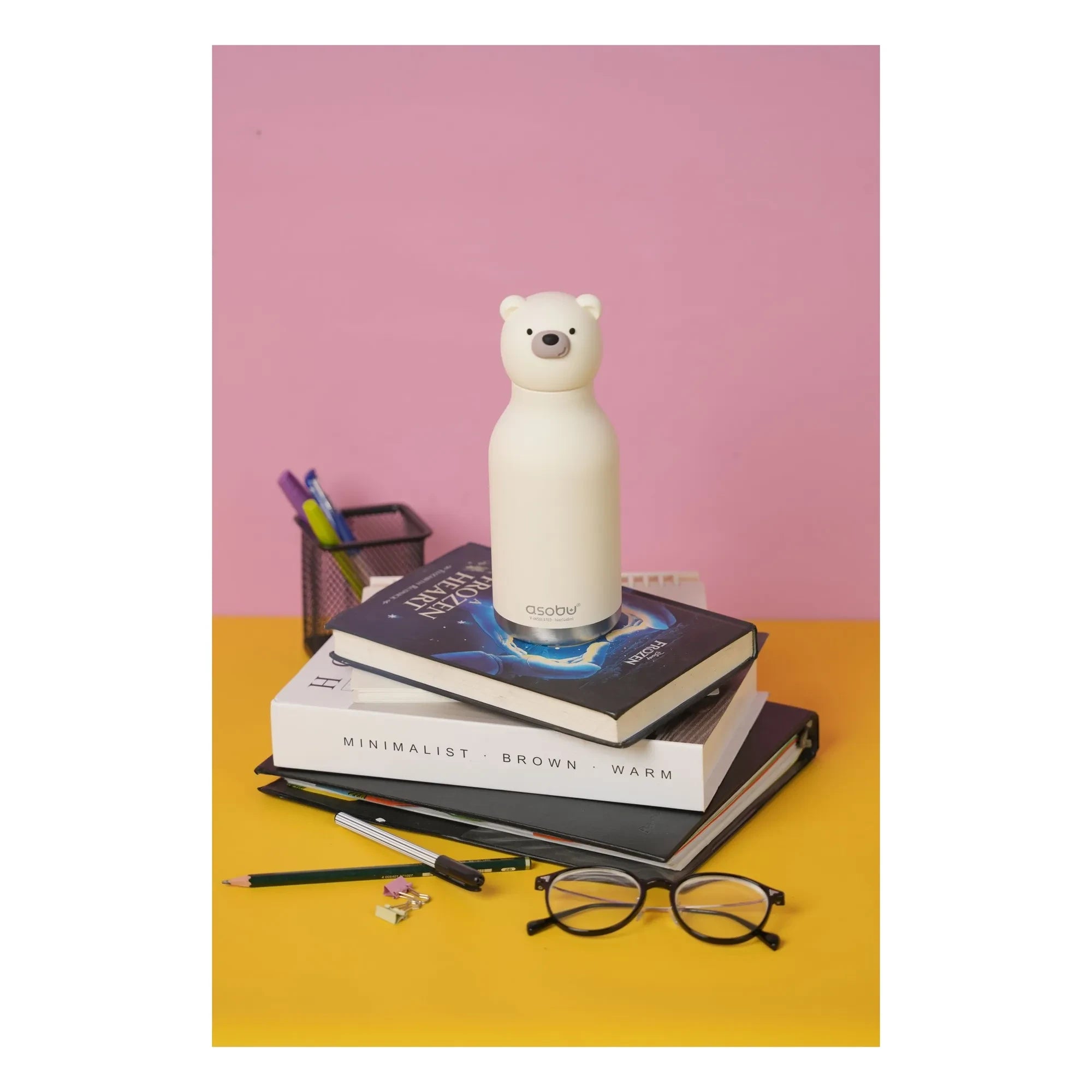 Asobu - White Bear Edelstahl-Trinkflasche