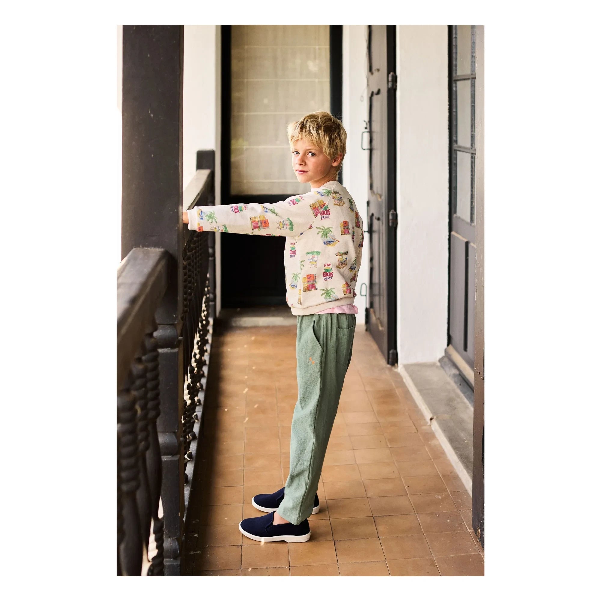 Arsène et Les Pipelettes - Bio-Baumwoll-Sweatshirt mit Palmen | Heather beige