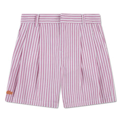 Lacoste - Gestreifte Bio-Baumwoll-Pinch-Shorts | Rosa