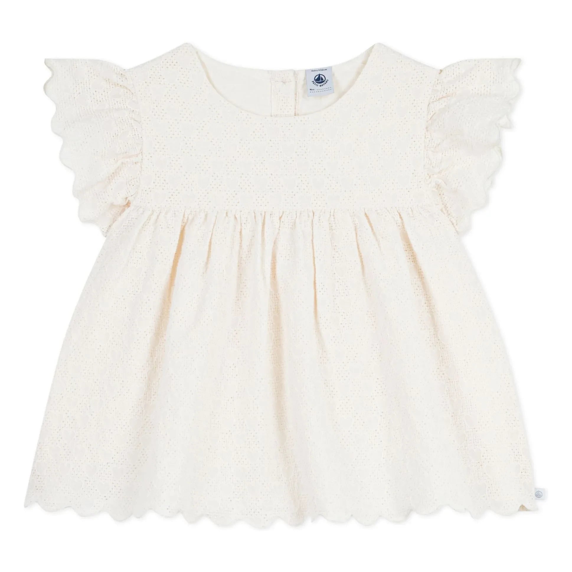 Petit Bateau – Broderie Anglaise Bluse aus Bio-Baumwolle | Ecru