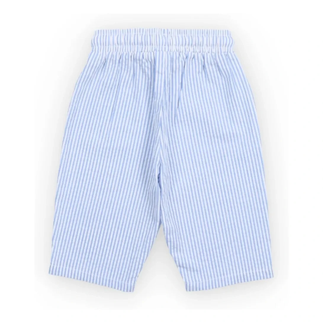 the new society - Mandel Gestreifte Seersucker Baby Hose | Hellblau