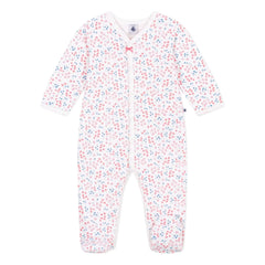 Petit Bateau - Bestickter Samt-Schlafanzug mit Blumenmuster | Weiß