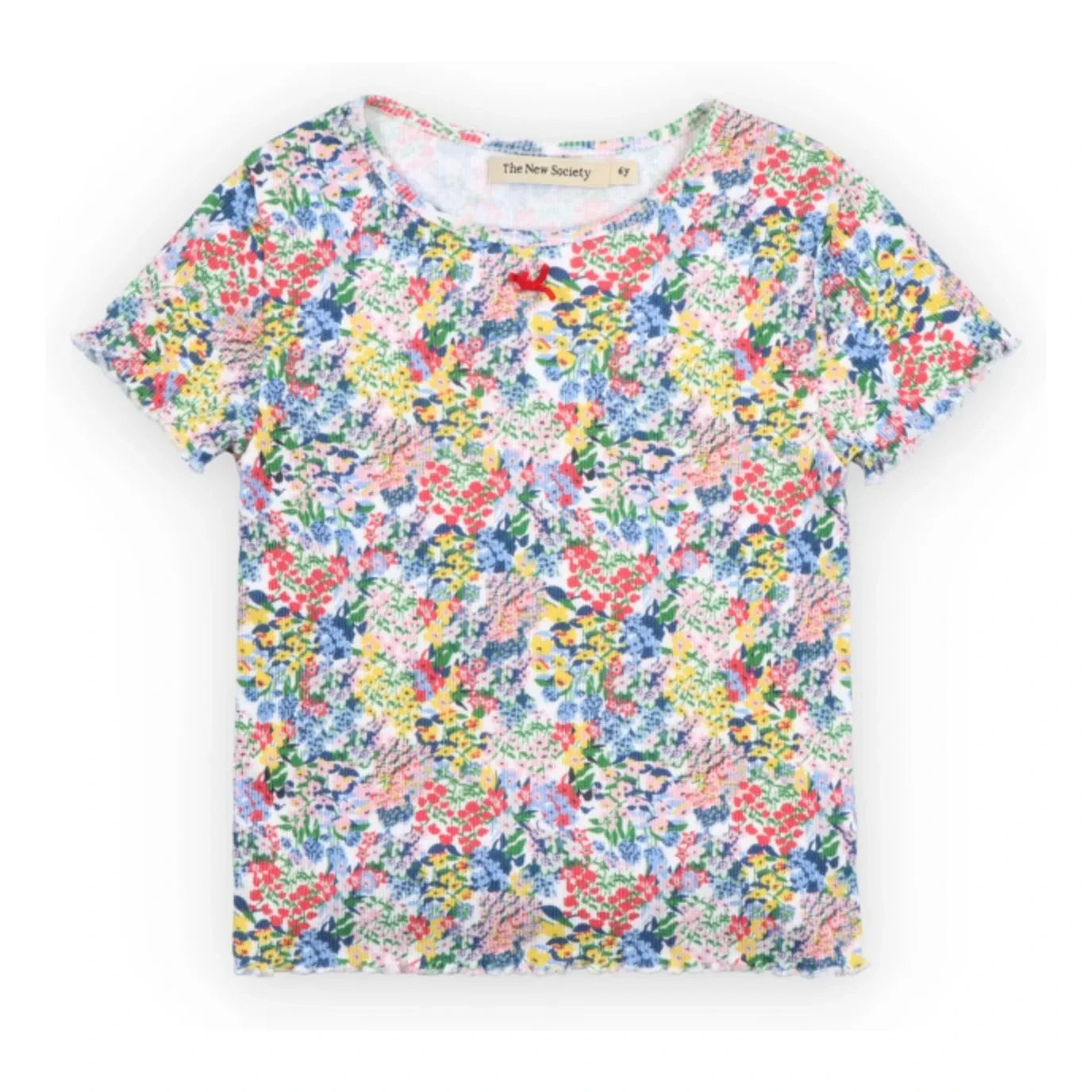 the new society - Verbena Floral Rib T-Shirt | Blau