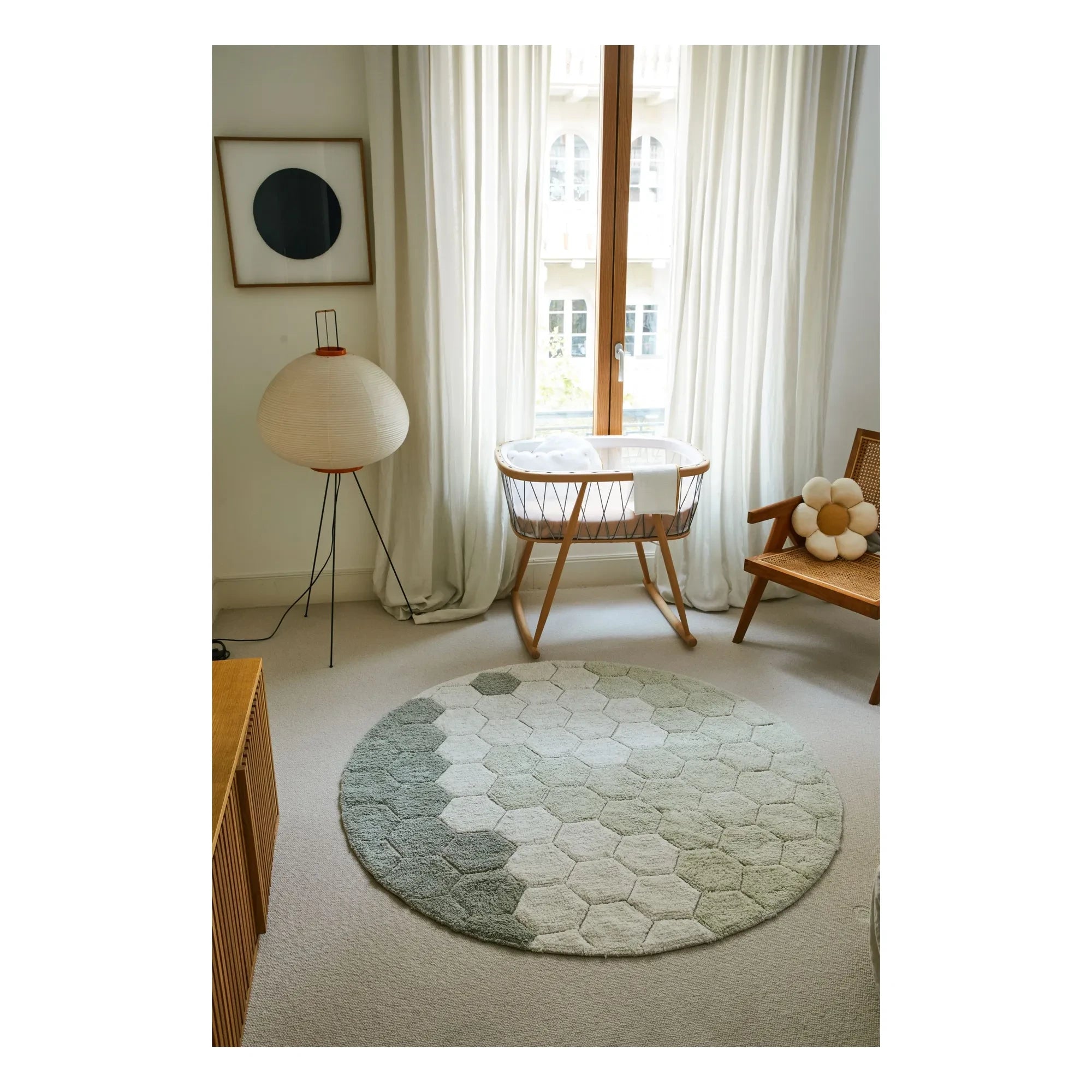 Lorena Canals - Teppich Honeycomb rund | Grau blau