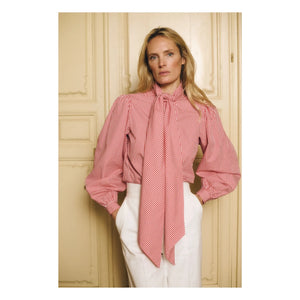 Maria de la Orden - Märchenhafte Baumwoll Gingham Bluse | Rot