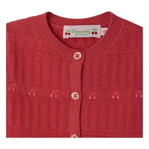 Bonpoint - Giovina Bio-Baumwoll Strickjacke | Himbeerrot