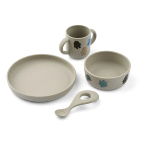 Liewood – Vivi Silikon Essgeschirr-Set 4-teilig | Monster/Nebel