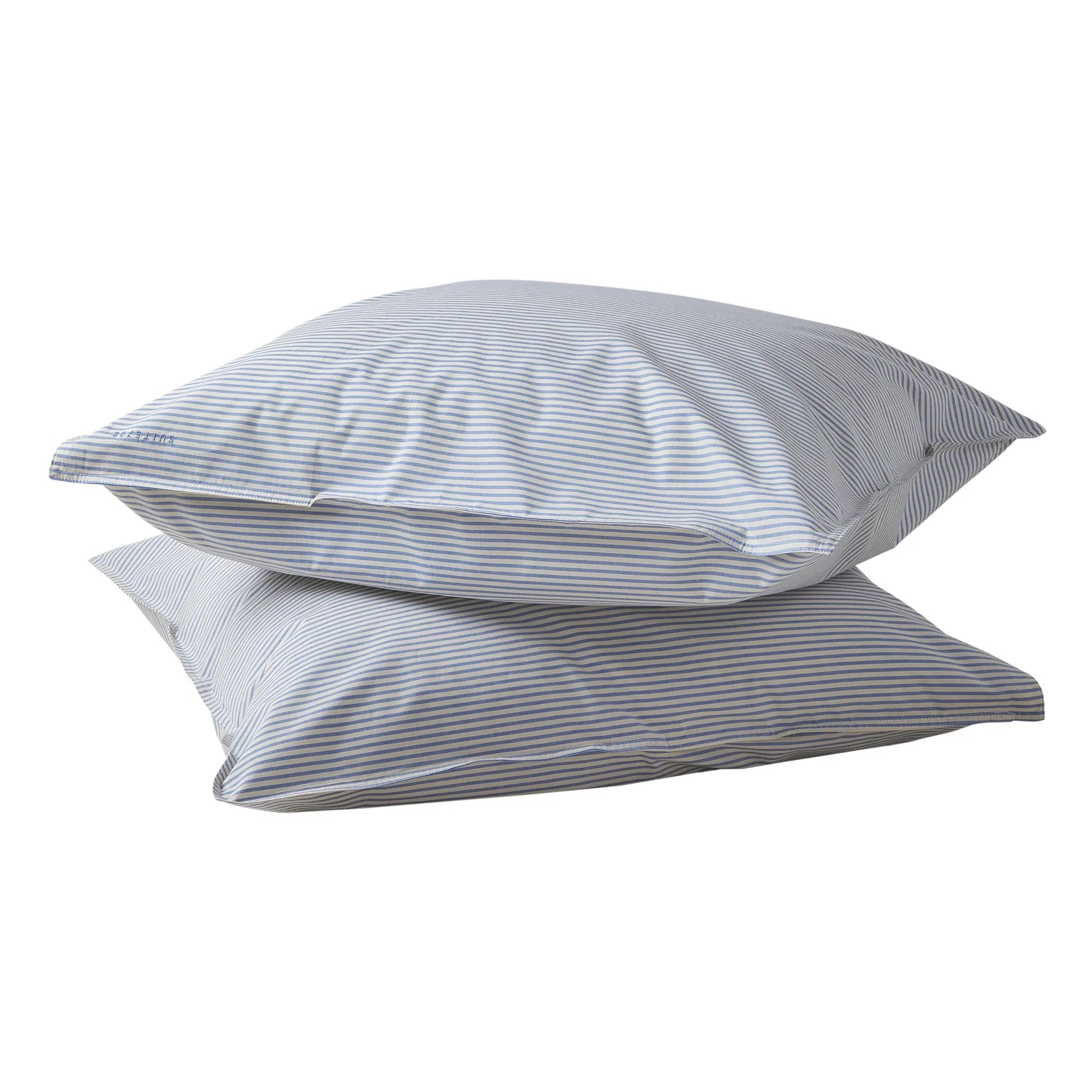Suite 702 - Gestreifter Kissenbezug aus Bio-Baumwolle - 2er-Set | Blau