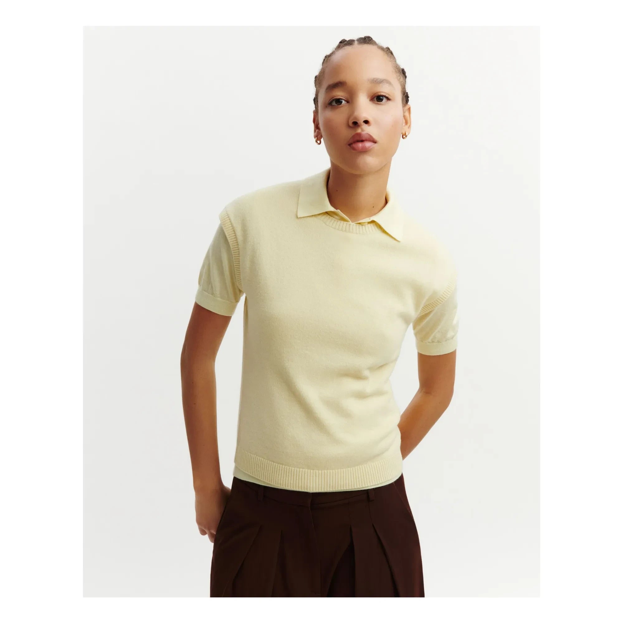 Bompard – Kurzarm-Kaschmirpullover | Zitronengelb